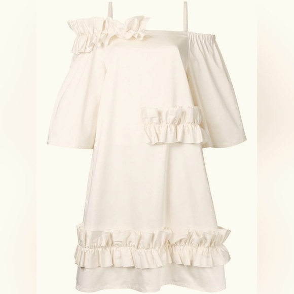 Paskal Ruffled Trim Over The Shoulder Dress, Ivory Size XS $1273 - Picture 8 of 8